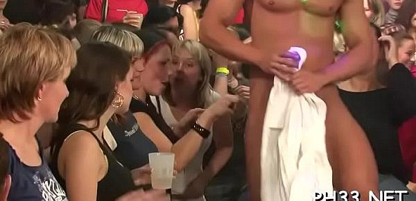  Bitches watching disrobe getting moist from wild group sex with bald jerk